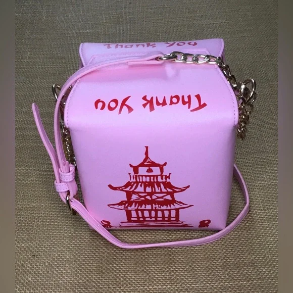 Girl’s Chinese Takeout Box Pink Chain Crossbody Bag - B218 - Picture 5 of 10
